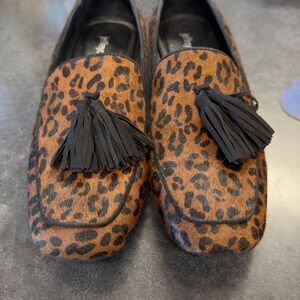 Jeffrey Campbell Leopard Print Loafers with Black Tassels
